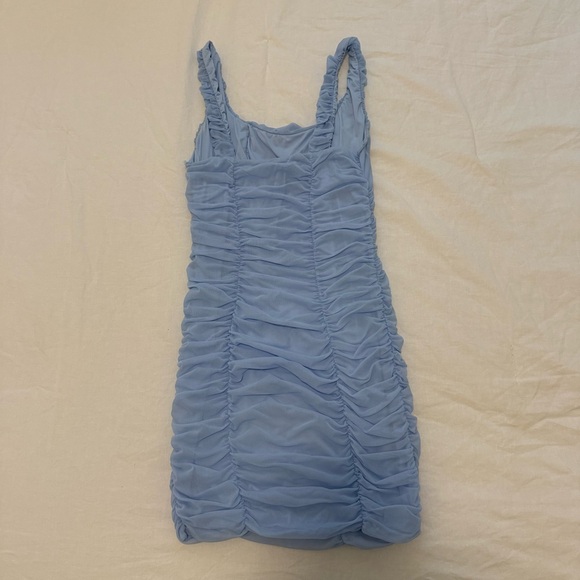 Blue Ruched Mini Dress - Picture 2 of 3
